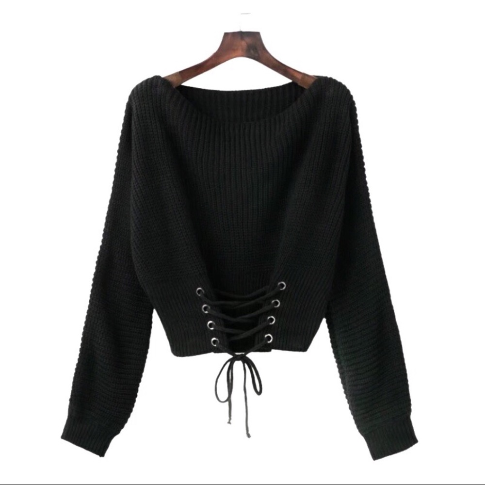 Lace Up Sweater